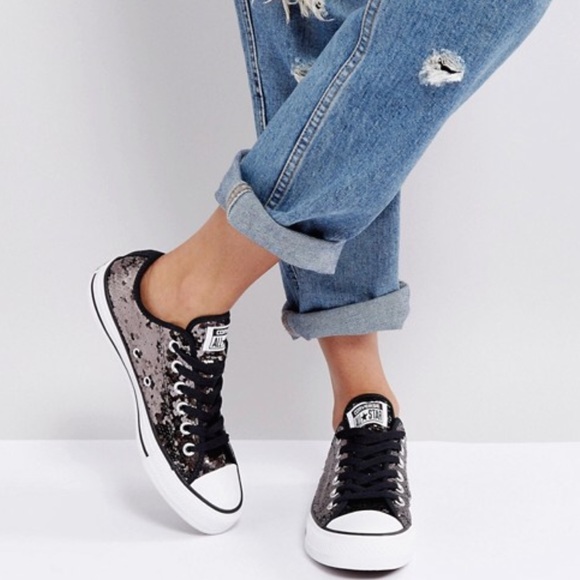 Converse Shoes - Converse all stars black sequin bling tennis shoes